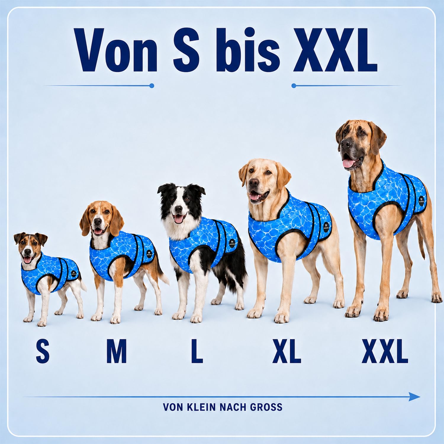 DOGOPAL Kühlweste Hund, Kühljacke für Hunde mit Wasseraktivierung & UV-Sonnenschutz für heiße Tage, Leichte Atmungsaktive Sommer-Hundeweste mit Stehkragen für Gassi & Outdoor (Blau, XL)