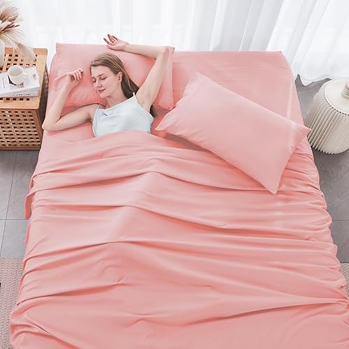 Miniatura 2 de JOLLYVOGUE Juego de sábanas de 6 piezas PinkQueen, sábanas tamaño Queen para dormitorio con bolsillo profundo, sin arrugas y refrescante, juego de