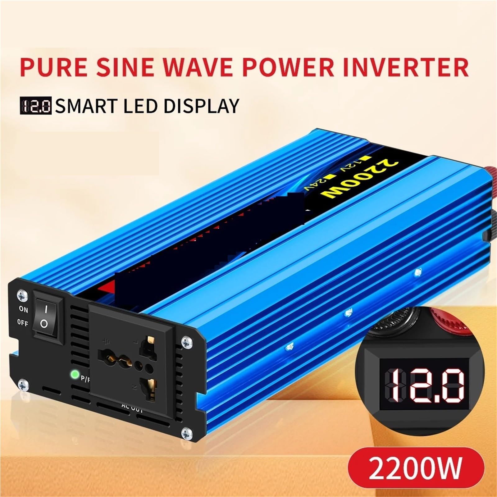 Falownik sinusoidalny 1000W-4000W DC 12V do AC 220 50Hz, Wydajny, gotowy na energię słoneczną(12V 4000W 220V)