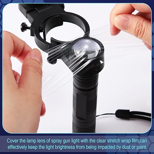 Miniatura 6 de Juego de 2 pistolas de pintura automotriz con sistema de iluminación de pistola de pintura en aerosol con película elástica de 197 pulgadas x 656