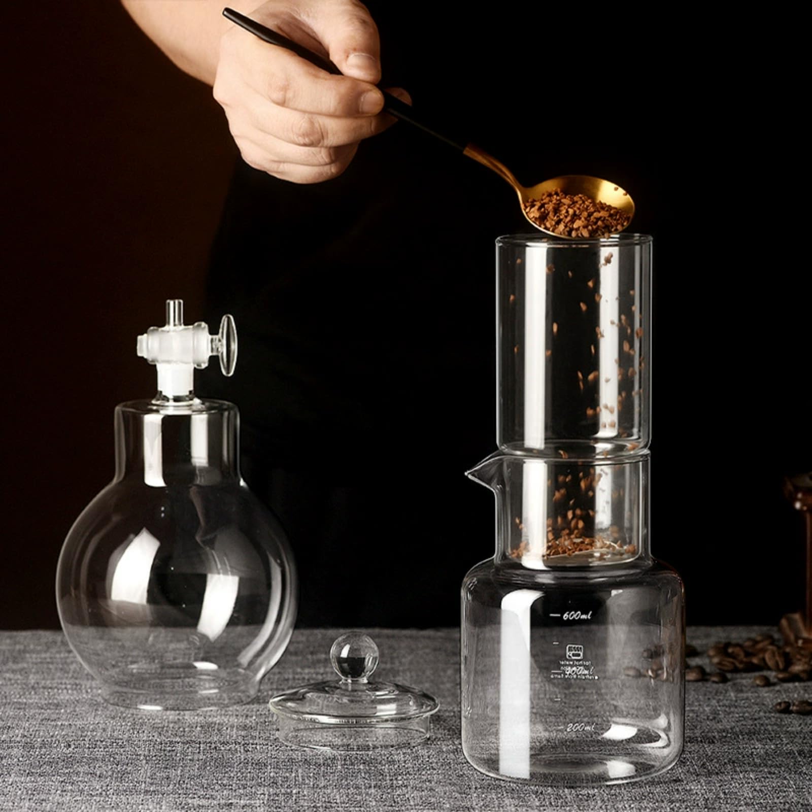 Cold Brew Ice Drop Coffee Pot Ręczne naczynia do parzenia z precyzyjną kontrolą przepływu warstwowa filtracja zestaw ociekowy ze szkła borokrzemowego