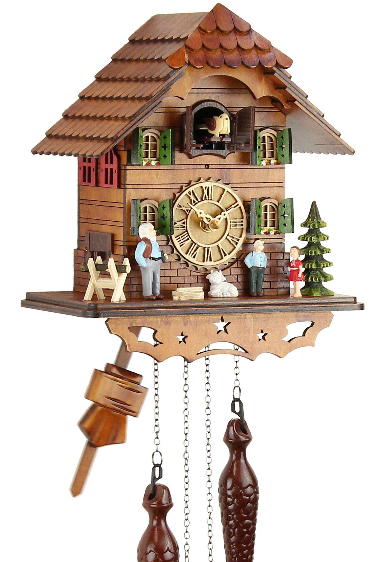 Eble Cuckoo Clock Real Wood Battery Operated Quartz Movement Music Cuckoo Call Heidi House 25 cm 60820000