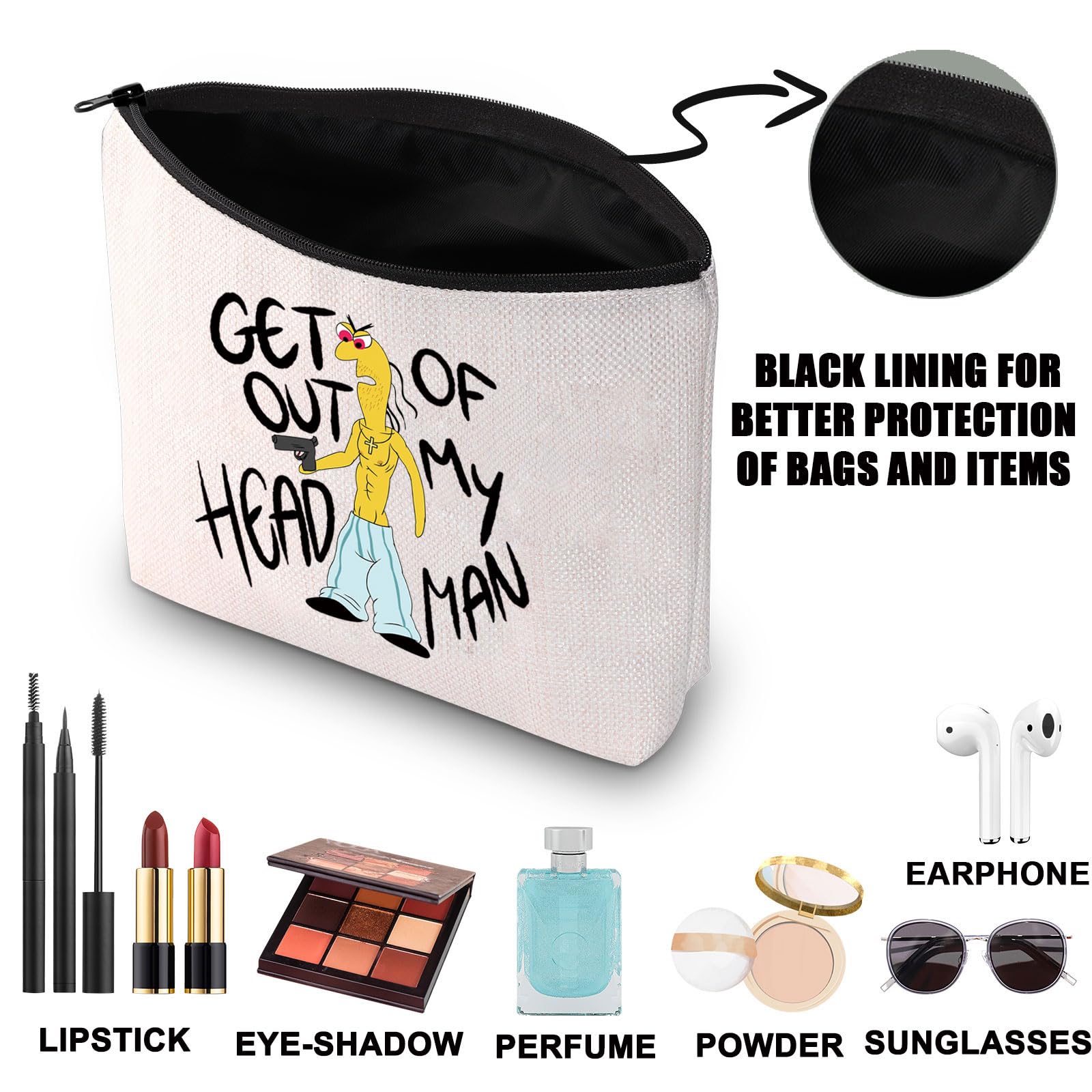 DJ Spit Makeup Bag DJ Spit Gifts Get Out of My Head Man Smiling Cartoon TV Show Gifts DJ Spit Merch (get Out mb UK) - Image 3