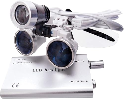 3.5X portátil 16.535 in quirúrgico binocular lupas vidrio óptico+LED faro astilla