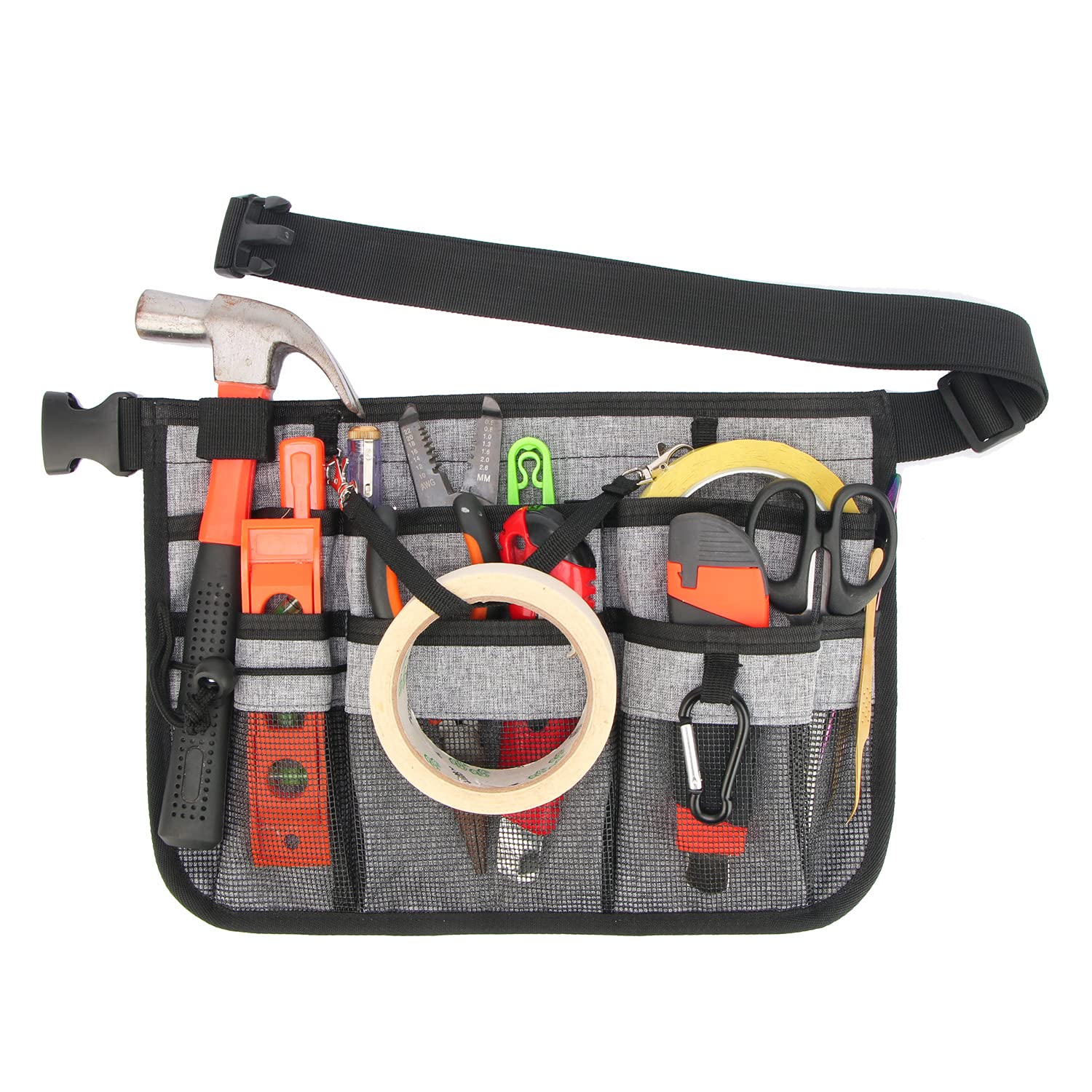 Gardening Tool Waist Bag Belt Adjustable Tool Apron Organizer with 8 Pockets Hanging Pouch Tool Belt (Grey)
