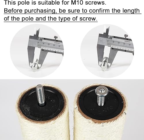 Miniatura 5 de Poste rascador de árbol para gatos, piezas de poste de sisal para torre de gato (M10, 11.81 pulgadas11.8 in)