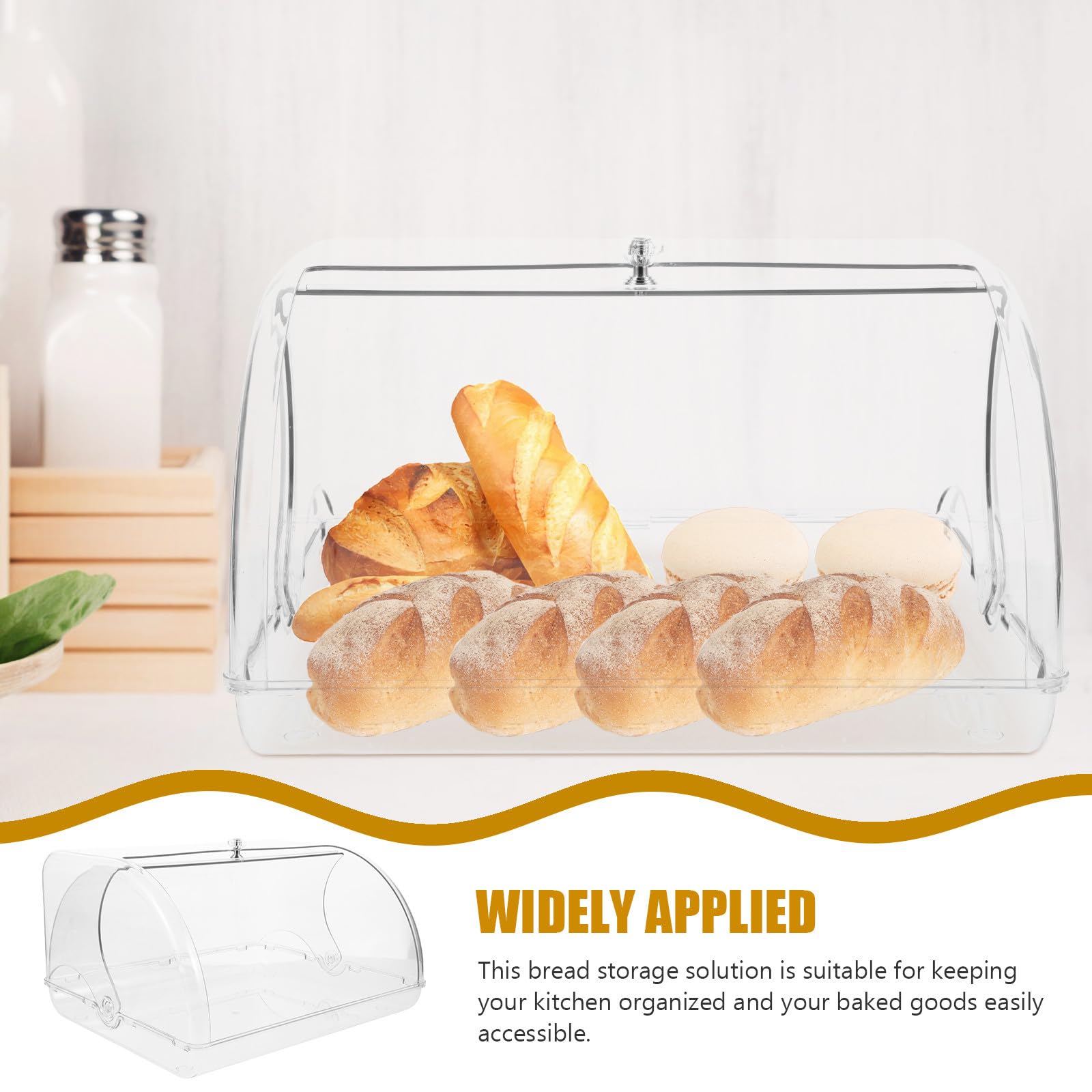 CLISPEED Caja de Pan Pequeña de Plástico para Encimera de Cocina, Contenedor Hermético para Almacenar Pan Casero Tapa Enrollable que Preserva Frescura y Durabilidad
