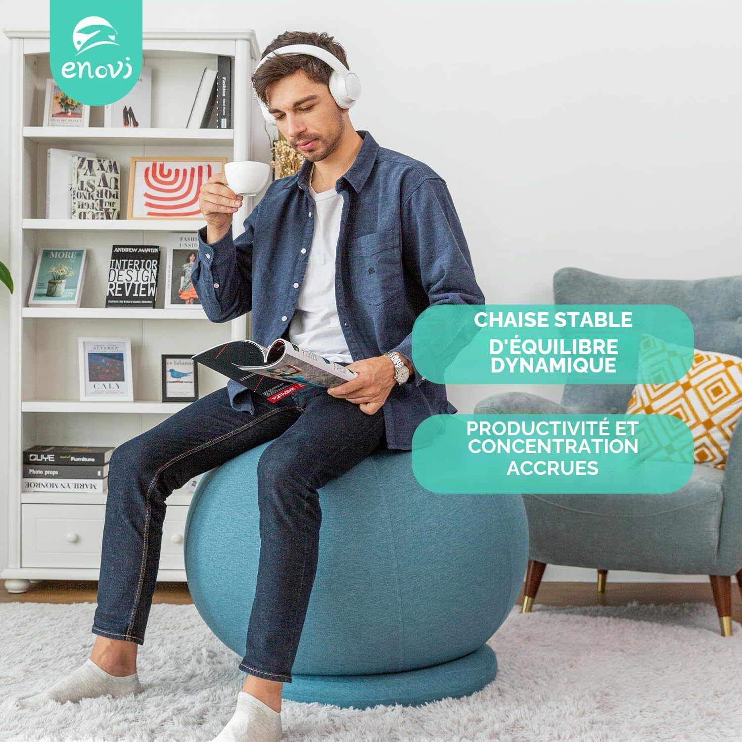 ProBalanceΩ Chaise Ballon, Ballon Siege Bureau, Ballon Grossesse Avec Housse De Protection, 65FG