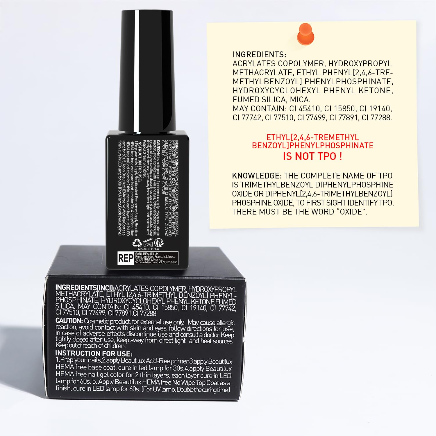 Beautilux HEMA-FREE Smalto Semipermanente per Unghie Senza-TPO, 6 Colori 7ml Soak Off Smalto Semipermanente Unghie per Manicure (H-3742)