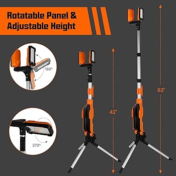 Rechargeable Cordless LED Work Light with Stand 8000 Lumen