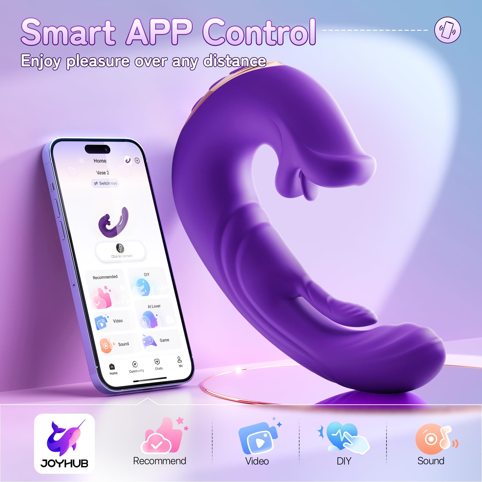 Vibrator Adult Sex Toys for Women - Sovokn 5IN1 Mouth Sucking Vibrator Rose Sex Toy, 10 Tongue Licking, 3 Auto & 1 Manual Sucking Adult Toys New APP, Clit Nipple Vibrators Female Couple Sex Toy, Black: Plum