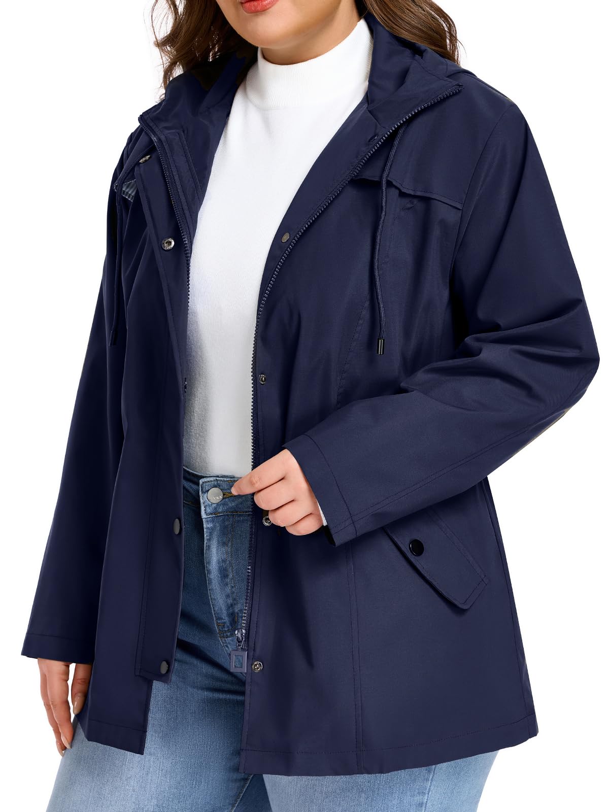 Women's Plus Size Rain Jacket Waterproof Rain Coat