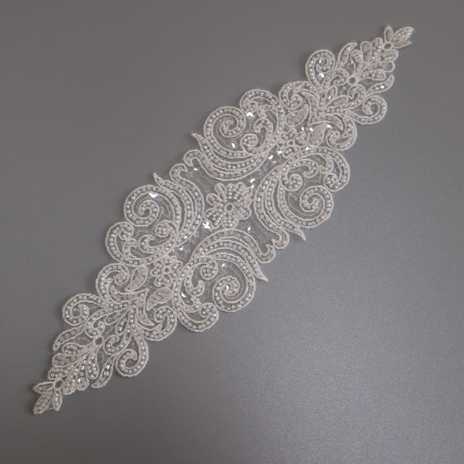 GRUI DIY Luxury Beaded Embroidery lace Appliques for Wedding Dresses