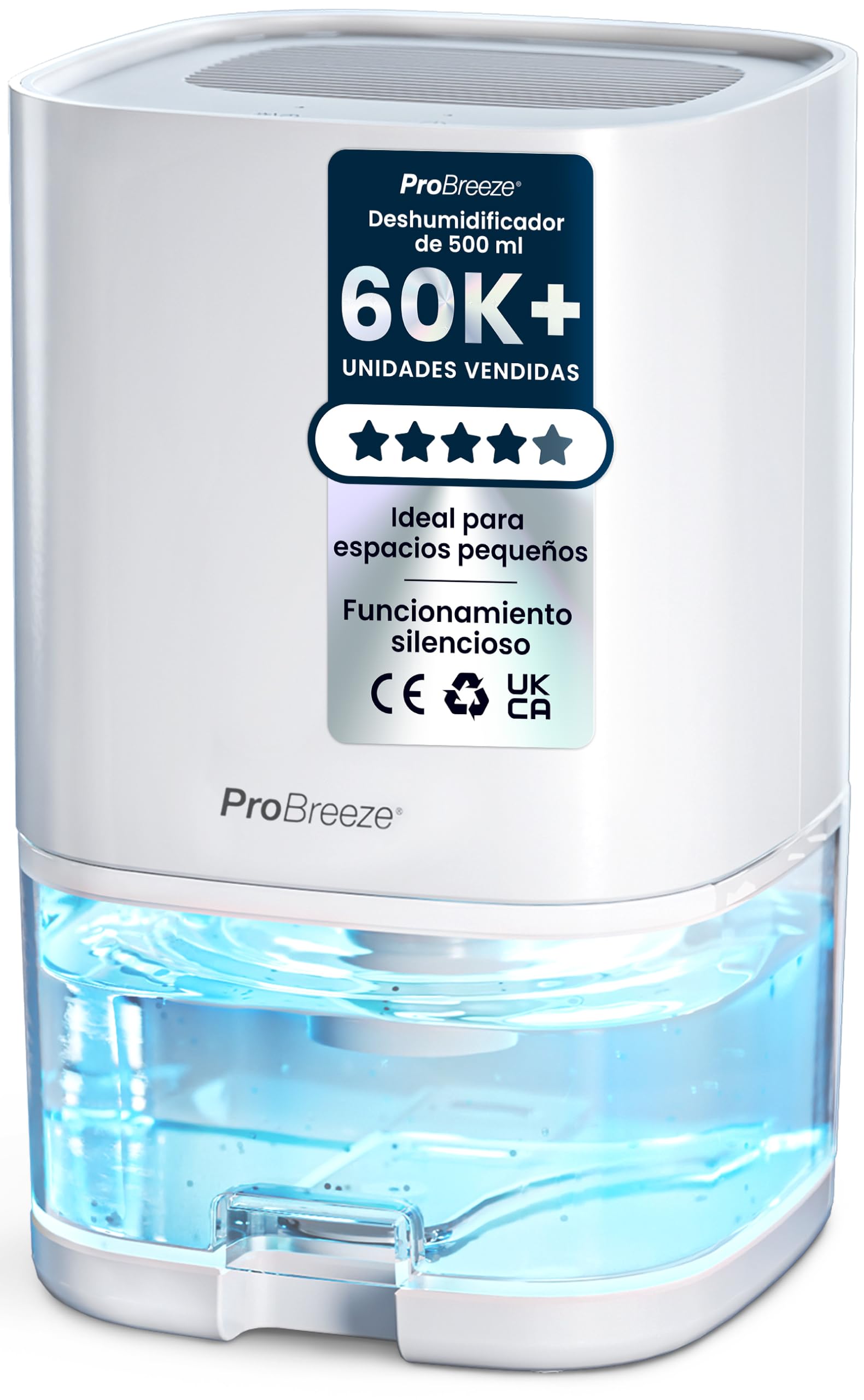 Pro Breeze Deshumidificador Pequeño 1L con Luz LED de Colores y Temporizador