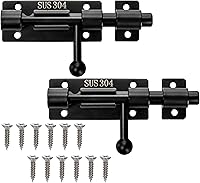 WRINGKIT 2 Pack 4 Inch 304 Stainless Steel Slide Bolt Latch Heavy Duty Barrel Bolt Gate Door Lock with Padlock Hole for Cabinets Garage