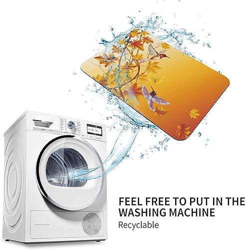 Miniatura 7 de Alfombras de baño de primavera de colibrí y arce, alfombra de tierra de diatomeas, antideslizante, naranja, lavable, absorbente, tapete de barro,