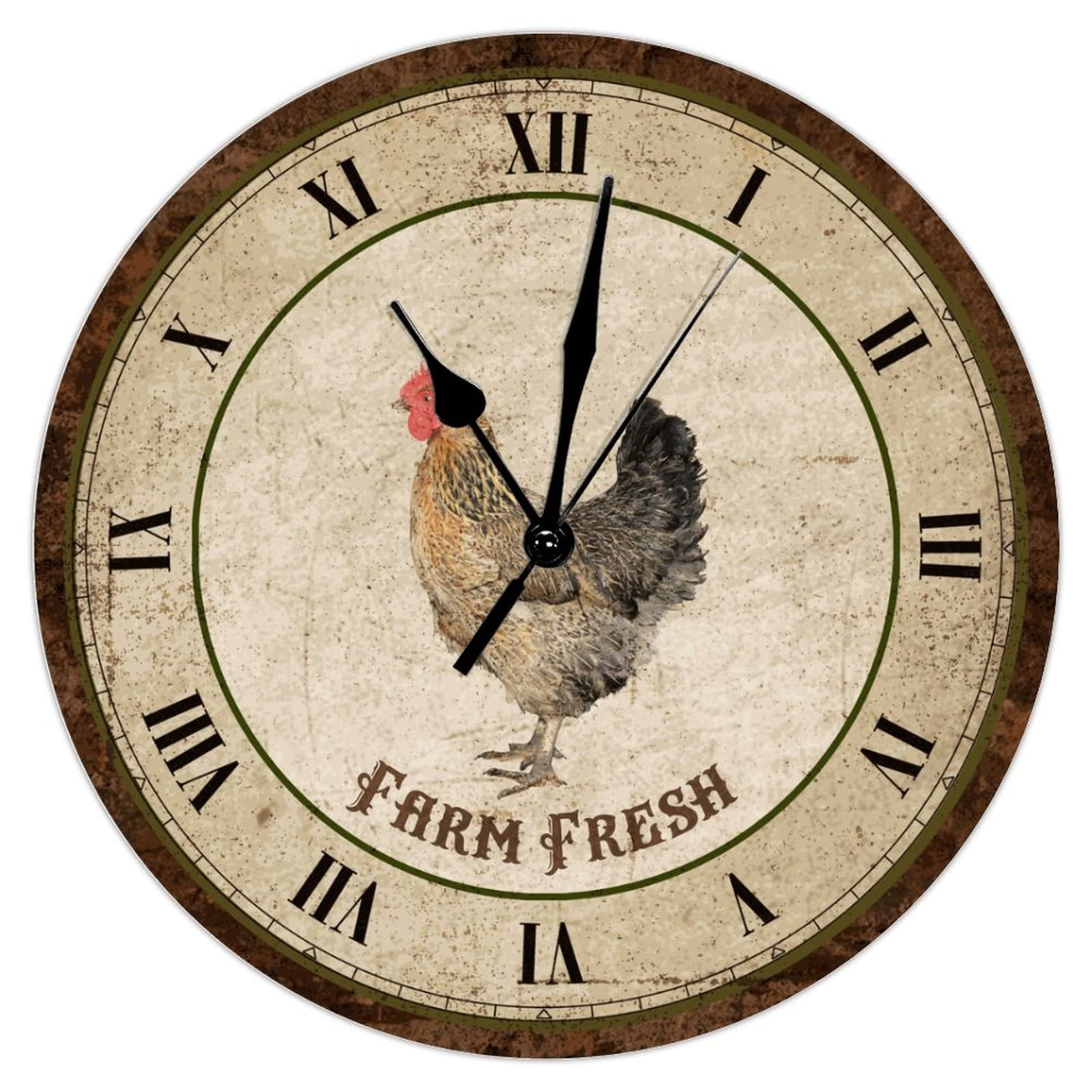 Horloge murale cuisine rustique rétro silencieuse pour la maison