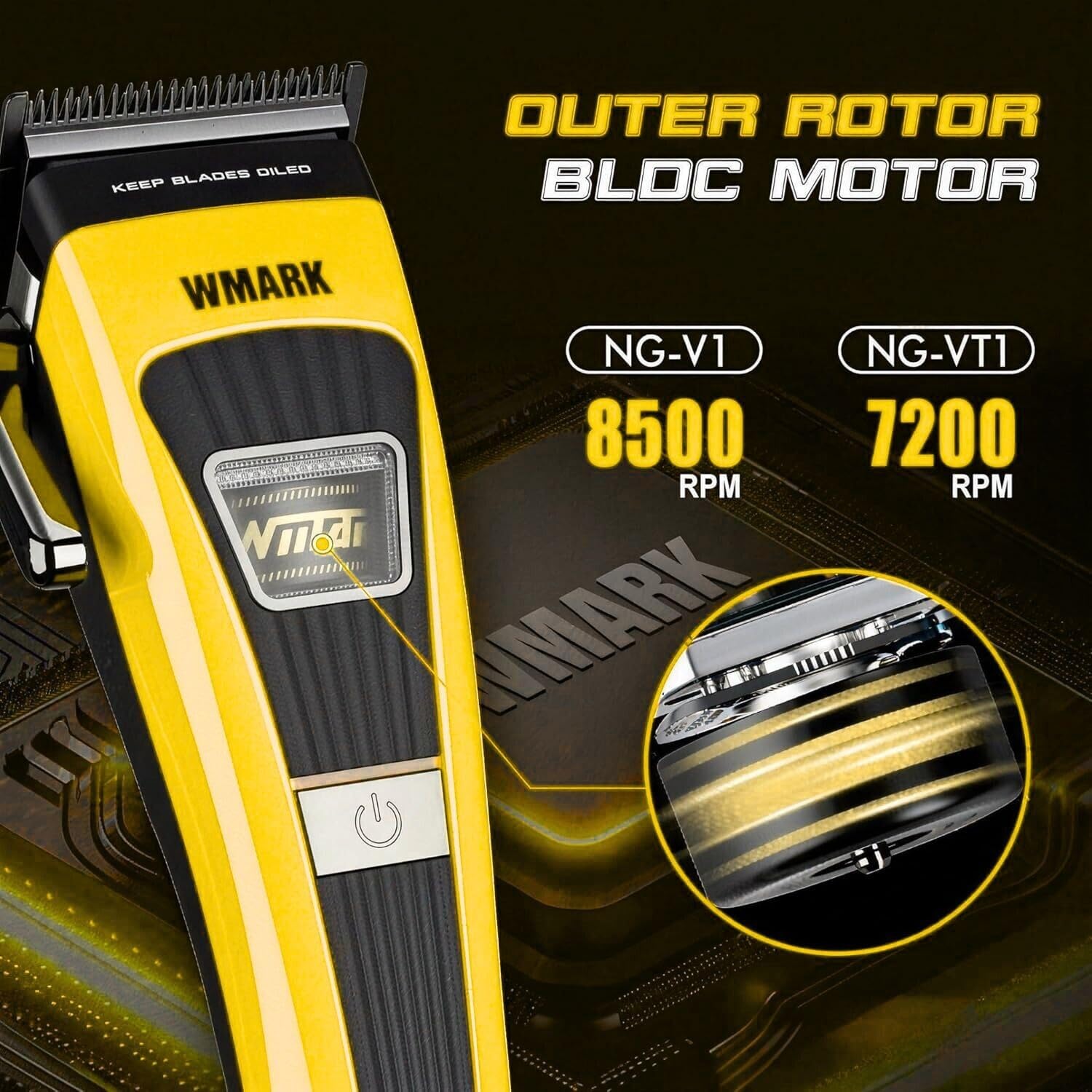 WMARK NG-V1 Professional Hair Clipper, 8500 RPM Outer Rotor BLDC