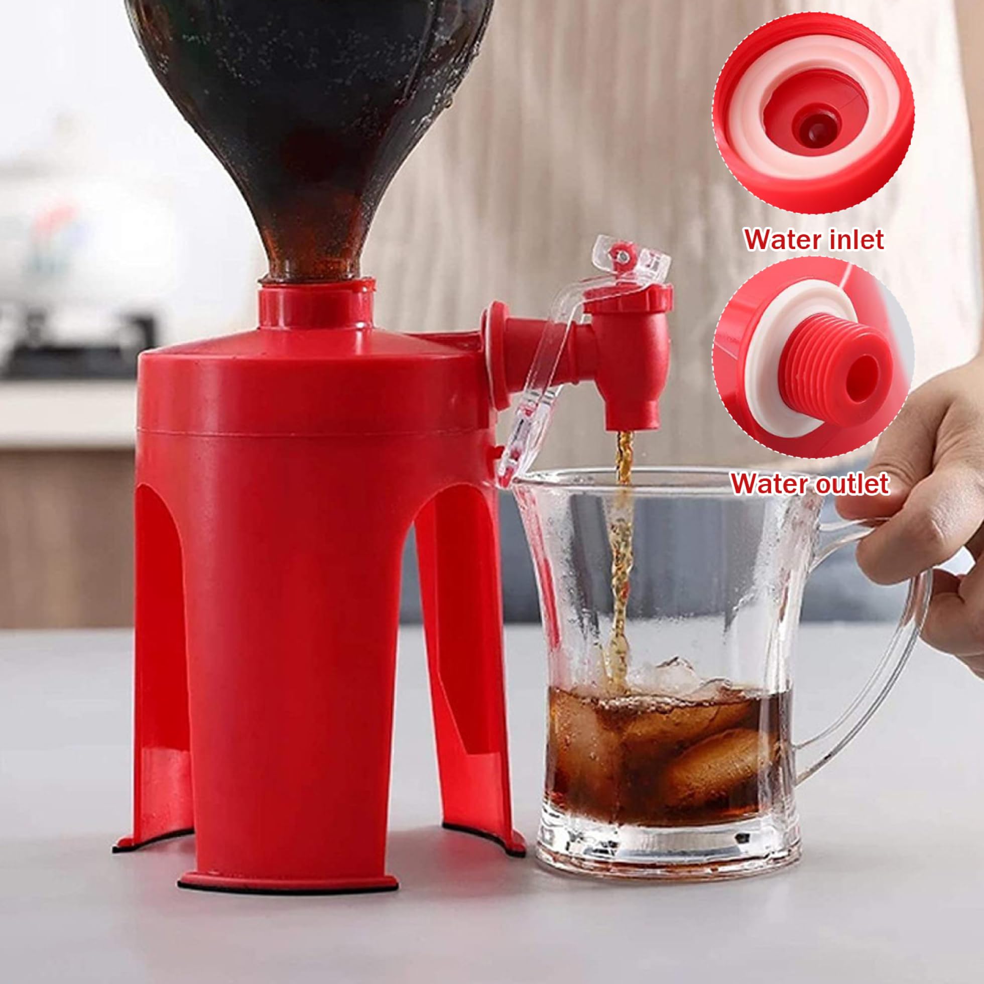 Soda Dispenser, 2PCS Plastic Upside Down Soda Bottle Dispenser with Tap, Leakproof Soda Dispenser, Non Slip Touchless Drink Dispenser for Party Home Bar, Soda Bottle Dispenser