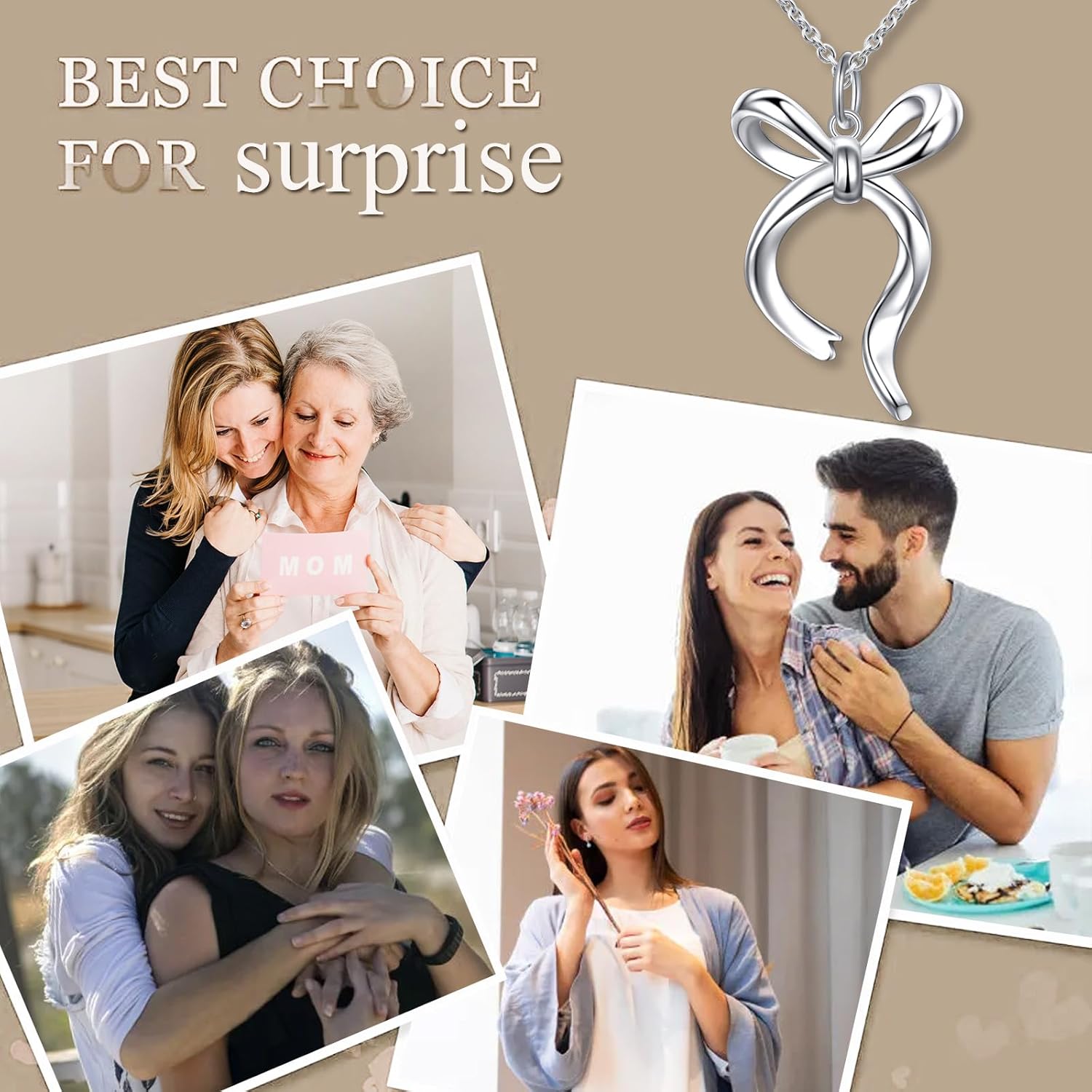 FLYOW S925 Sterling Silver Bow Necklace 14K White Gold Plated Elegant Bowknot Ribborn Pendant Necklace for Women Daughter Friend Jewelry - Image 7