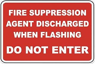 Fire Suppression Agent Discharged Sign - 8"x12" Vintage Metal Warning Sign for Home Farm Bar Coffee Shop Club, Fire Suppression, Discharge Zone, Emergency Alert