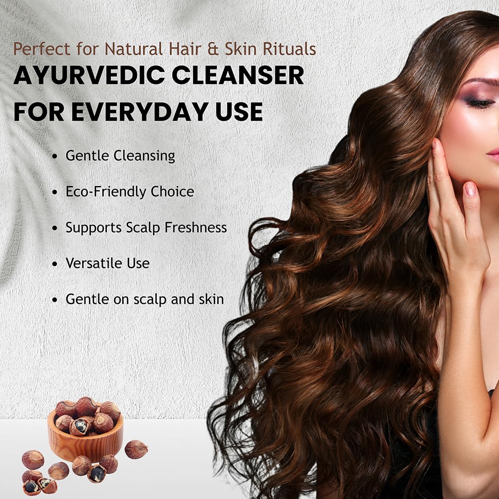 Aritha/Reetha Powder for Hair Care – 114g | Natural Hair Shampoo & Conditioner for Hair & Scalp Cleanse | DIY Herbal Hair Wash | Soap Nut Powder | Vegan, Non-GMO | By Hebhac Herbals image 5