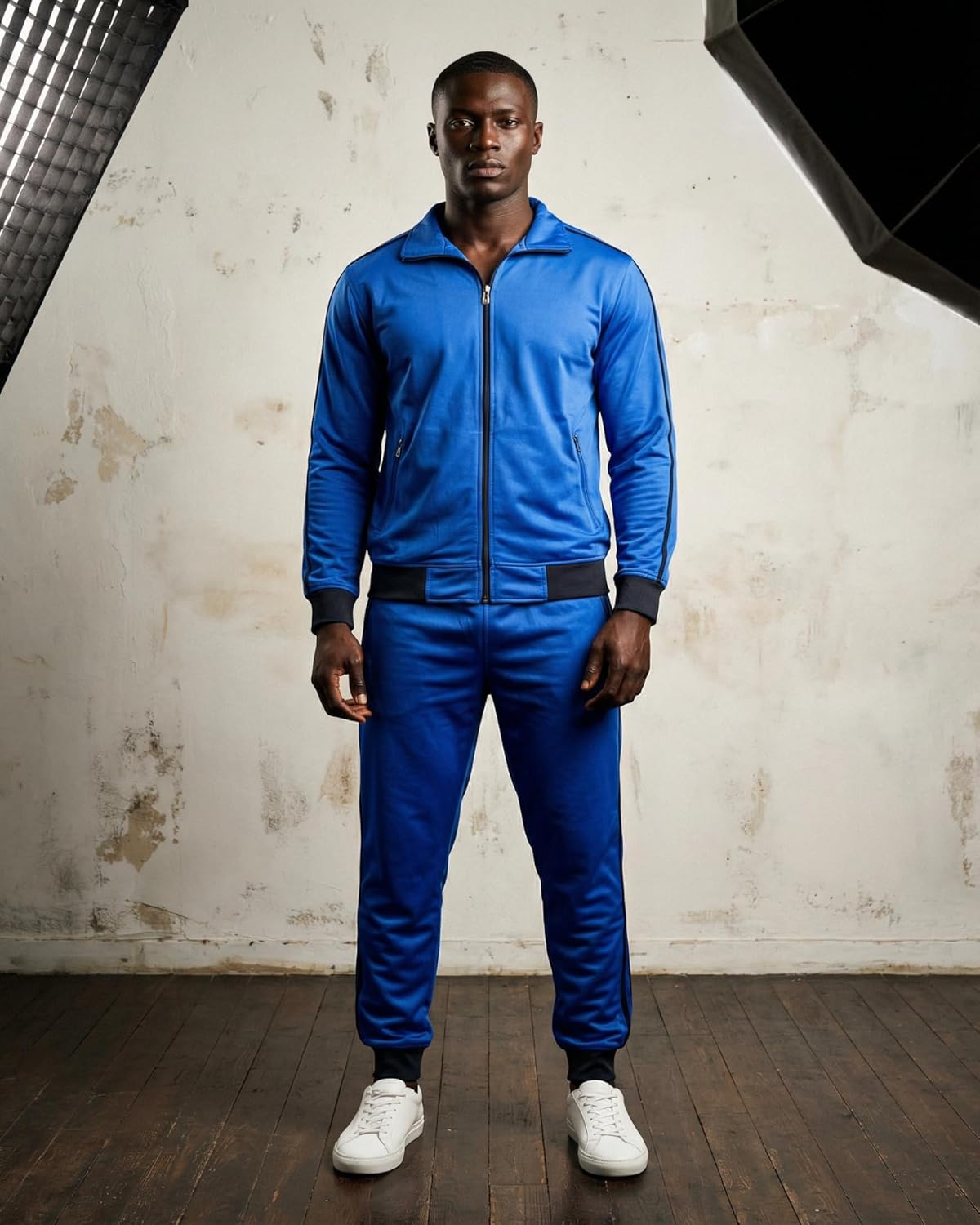 Men 2-piece Classic Jogger Tracksuit Track Jacket & Trackpants Solid Plain Outfit