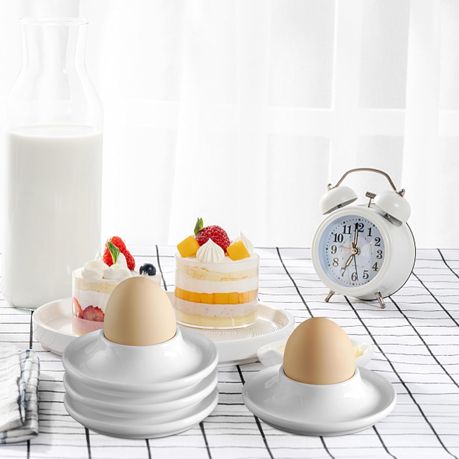 Cinf Ceramic Egg Cups, Gift Set of 4, Boiled Egg Holders for Breakfast