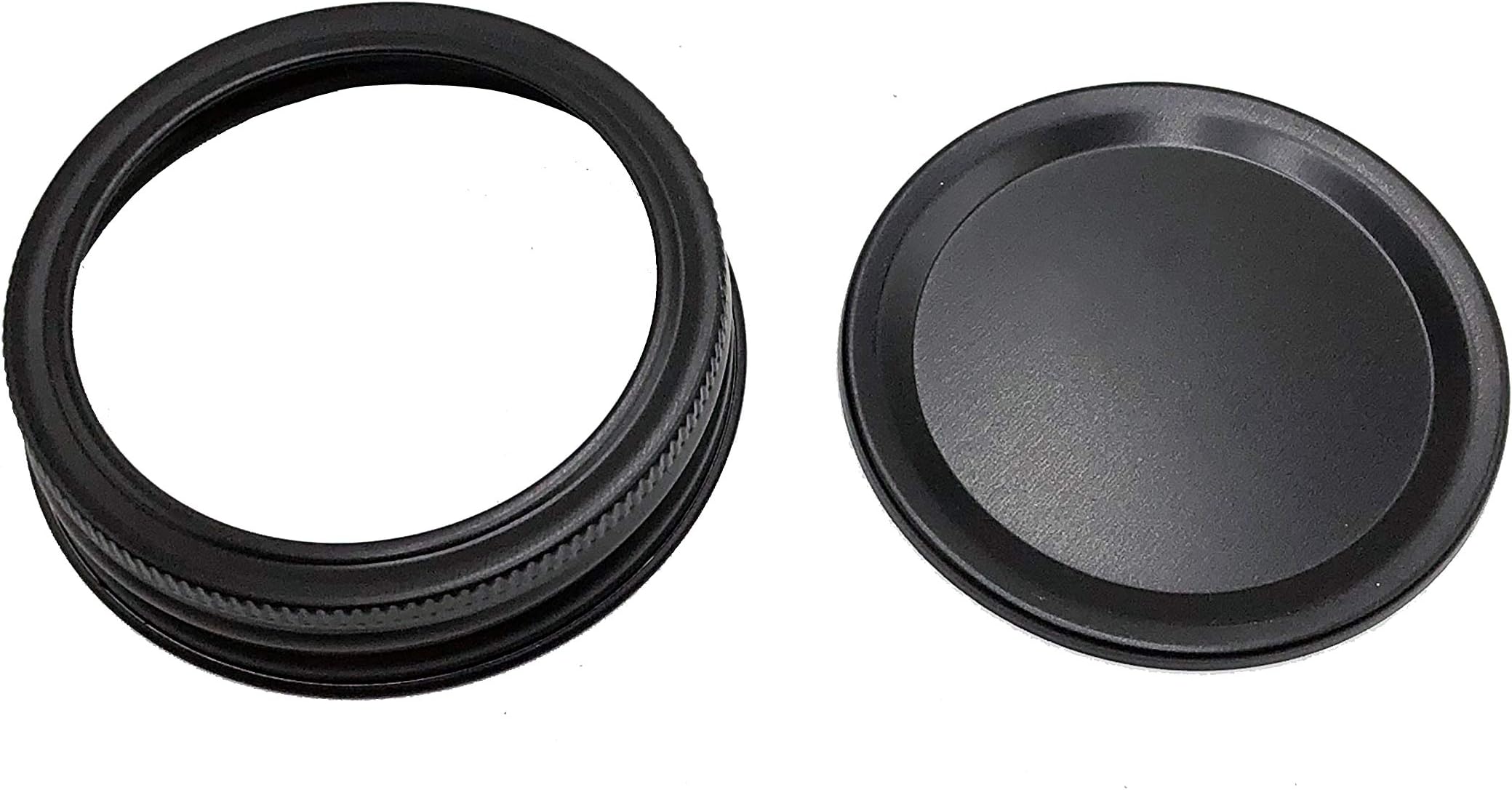 THINKCHANCES Black Rust Proof Ring with Air Tight Aluminum Insert Lid with Silicone Sealing Linear for Wide Mouth Transform Mason Ball Canning Jars (12 Pack, Wide Mouth)