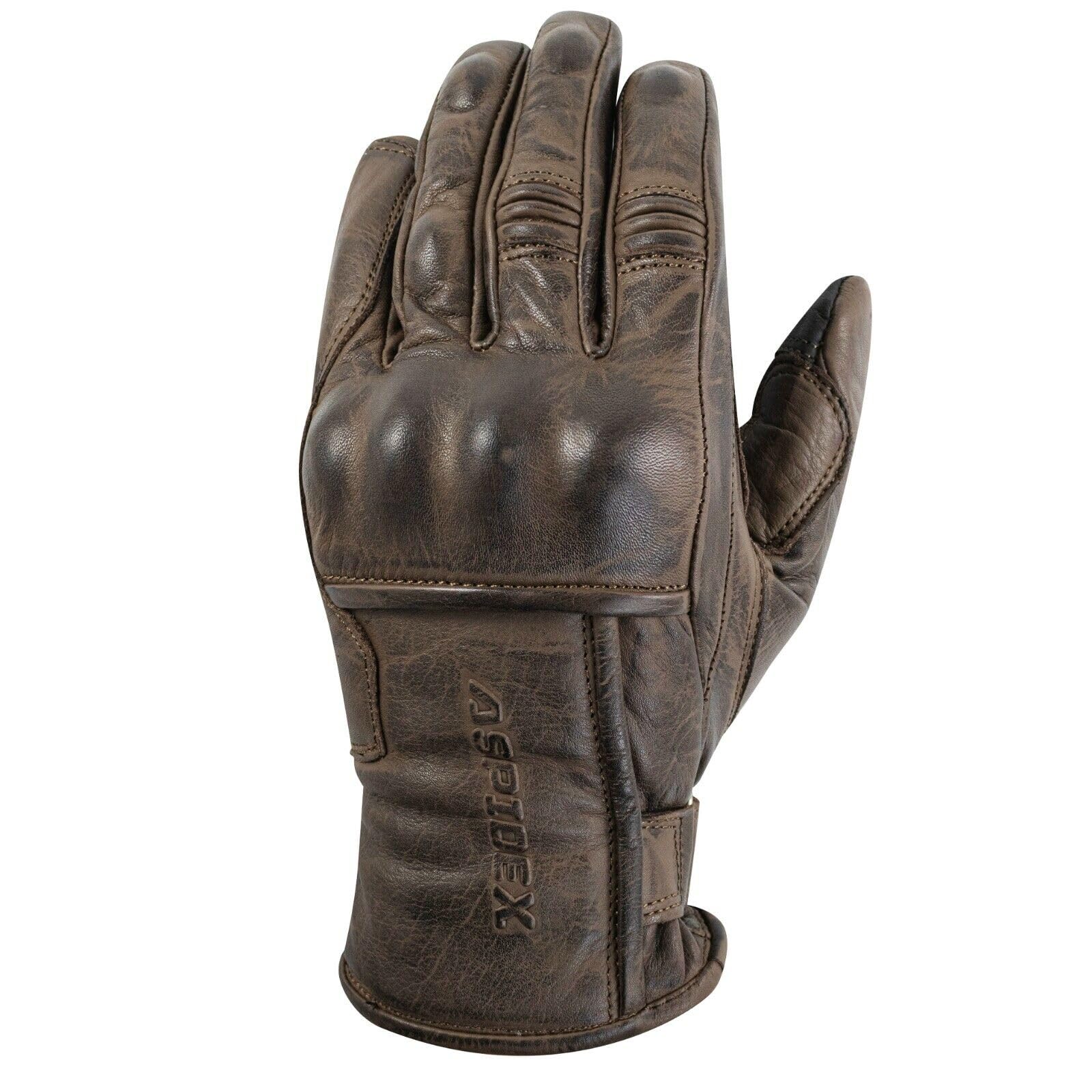 Gants de Moto en Cuir avec Protections Cafe Racer Chopper Custom Marron Touch