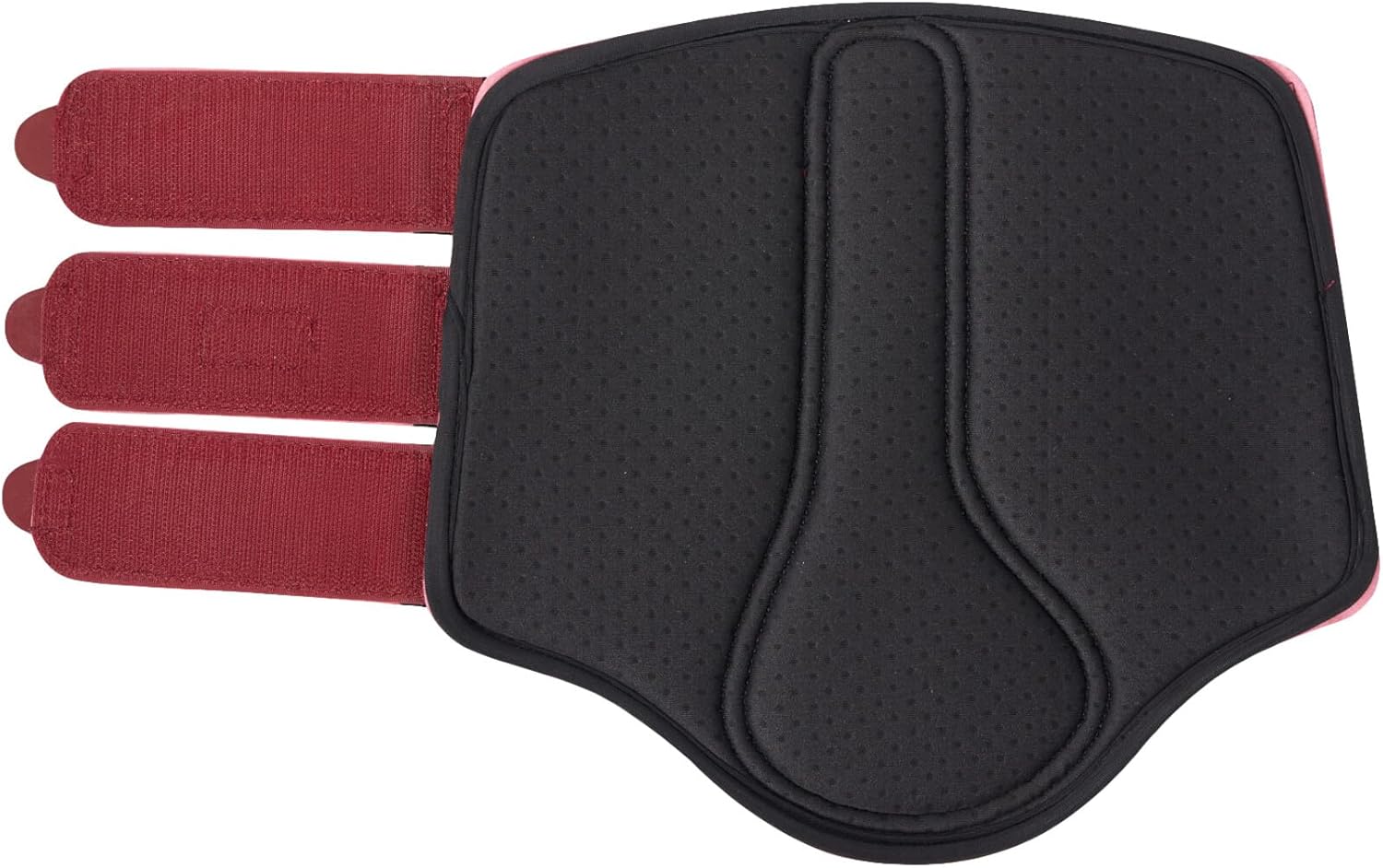 HORZE Noir Protective Durable PU Leather Brushing Boots for Horses with Neoprene Lining (Pair) - Rhubarb Dark Red - Horse