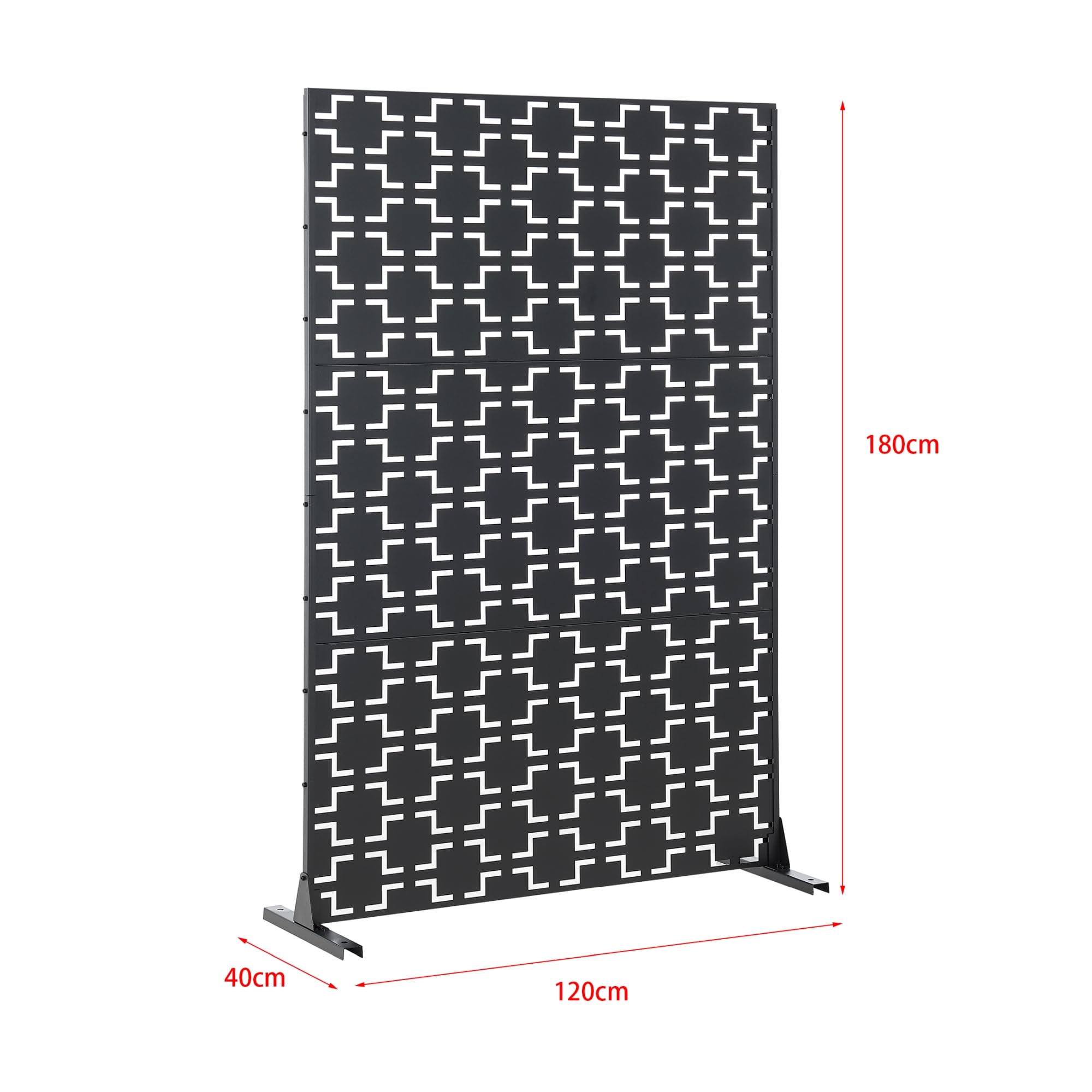 casa.pro Trennwand Basciano Raumteiler 180 x 120 cm Balkonsichtschutz Outdoor Indoor Raumtrenner Terrasse Garten Stahl Paravent freistehend Metall Schwarz