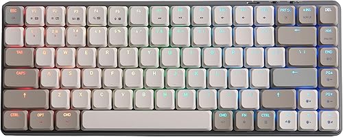 Vista 3 de Azio Teclado mecánico Cascade Slim, diseño del 75%, RGB retroiluminado de perfil bajo, interruptores de intercambio en caliente y teclas, conexión