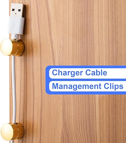 Miniatura 128 de 3 juegos de soportes de cargador para cables, soportes de anclaje de cable ajustables plateados, clips de cable de metal adhesivos, organizadores de