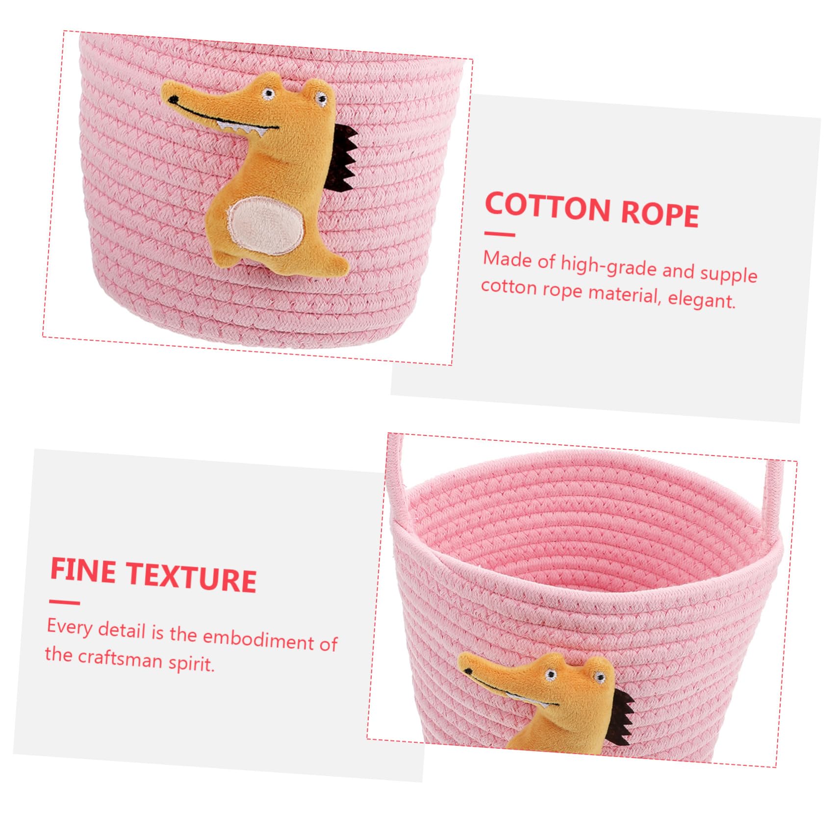 WHAMVOX Multi-function Woven Basket for Laundry Storage Cartoon Pattern Basket for Household