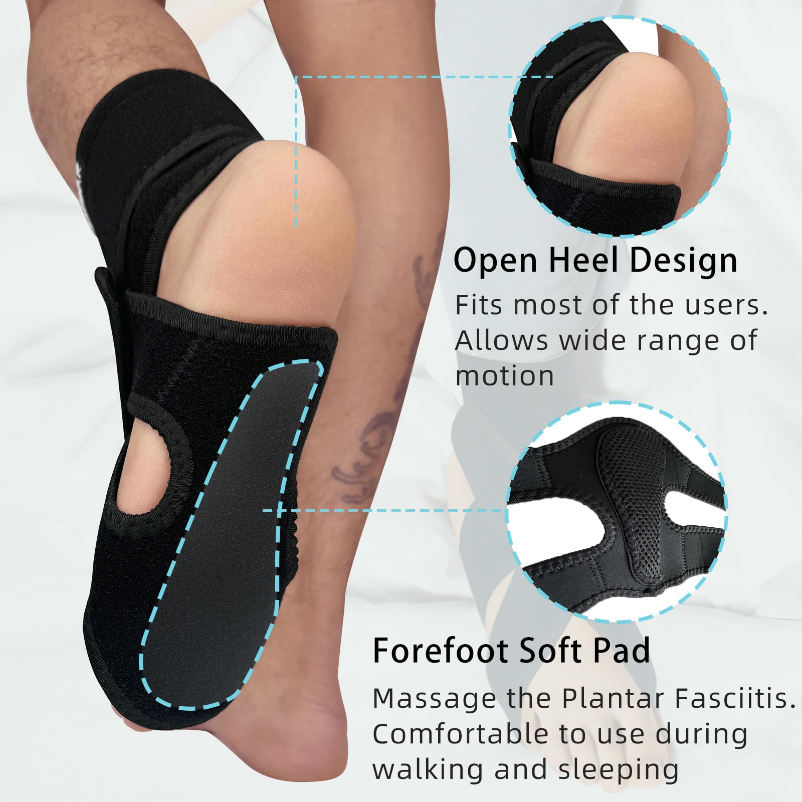 AFO - Soporte de pie para caminar con zapatos, férula nocturna para fascitis plantar, tobillera, soporte de pie caído para dormir, ortesis de pie de tobillo para recuperación de accidentes