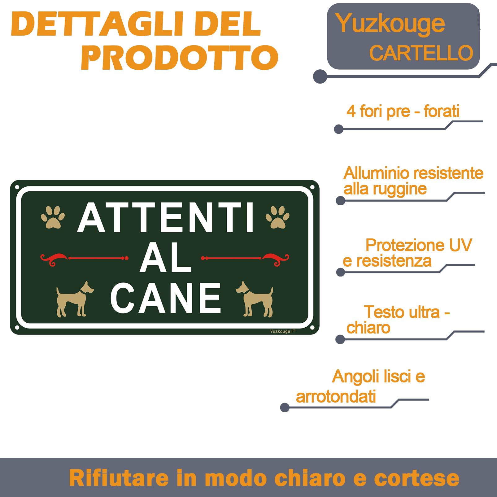 Attenti al Cane Cartello Alluminio - 2 pz, 30x15 cm Cartelli Da Giardino,Facile da installare,Resistente UV,Resistente alle intemperie，per Uso Interno o Esterno