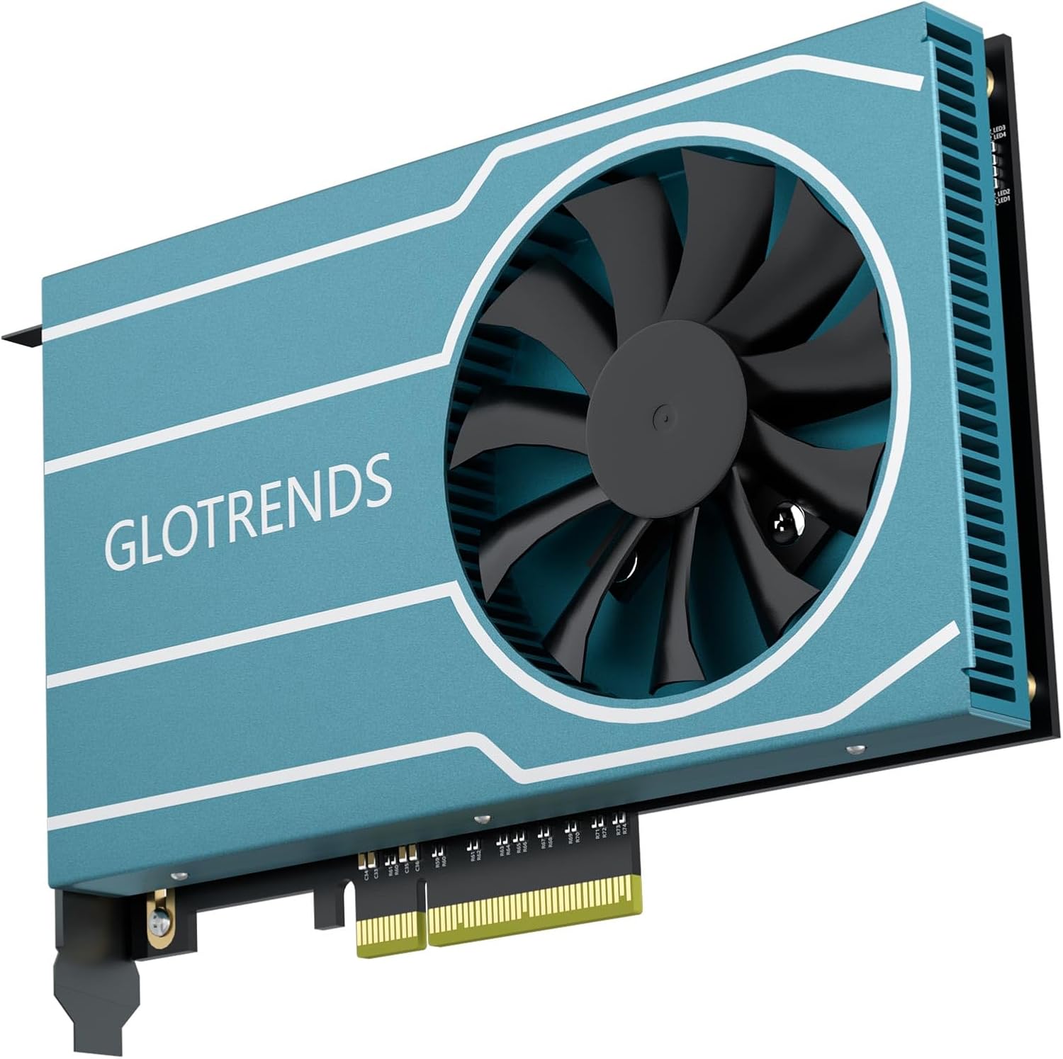 GLOTRENDS PA44 Quad M.2 NVMe to PCIe 4.0 X8 Adapter with PCIe Bifurcation, Setup Soft M.2 NVMe RAID via OS Tool (Only Support 2280 Size)