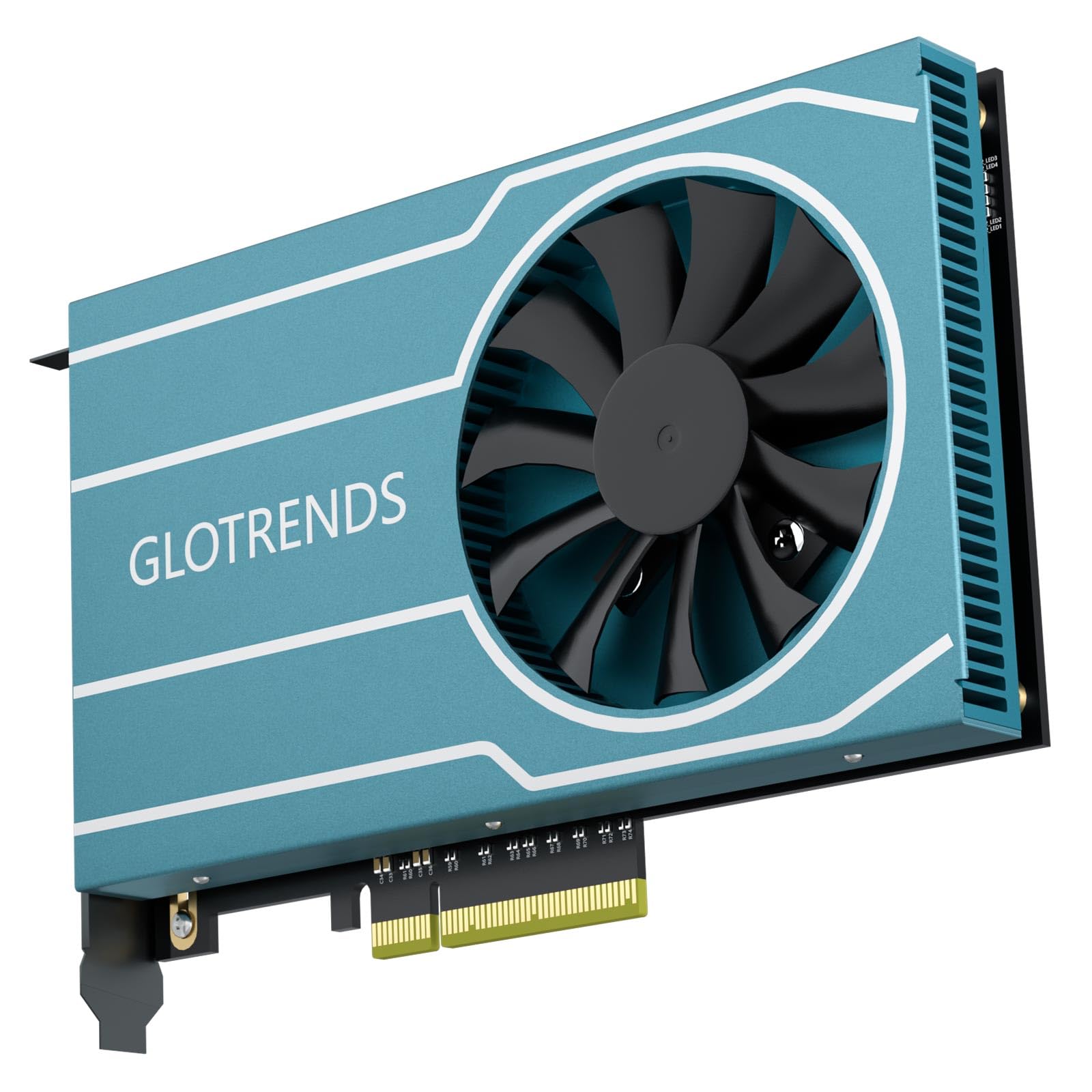 GLOTRENDS PA44 Quad Adaptador M.2 NVMe a PCIe 4.0 X8 con bifurcación PCIe, configuración de Raid M.2 NVMe Suave Mediante Herramienta del Sistema operativo (Solo Compatible con tamaño 2280)