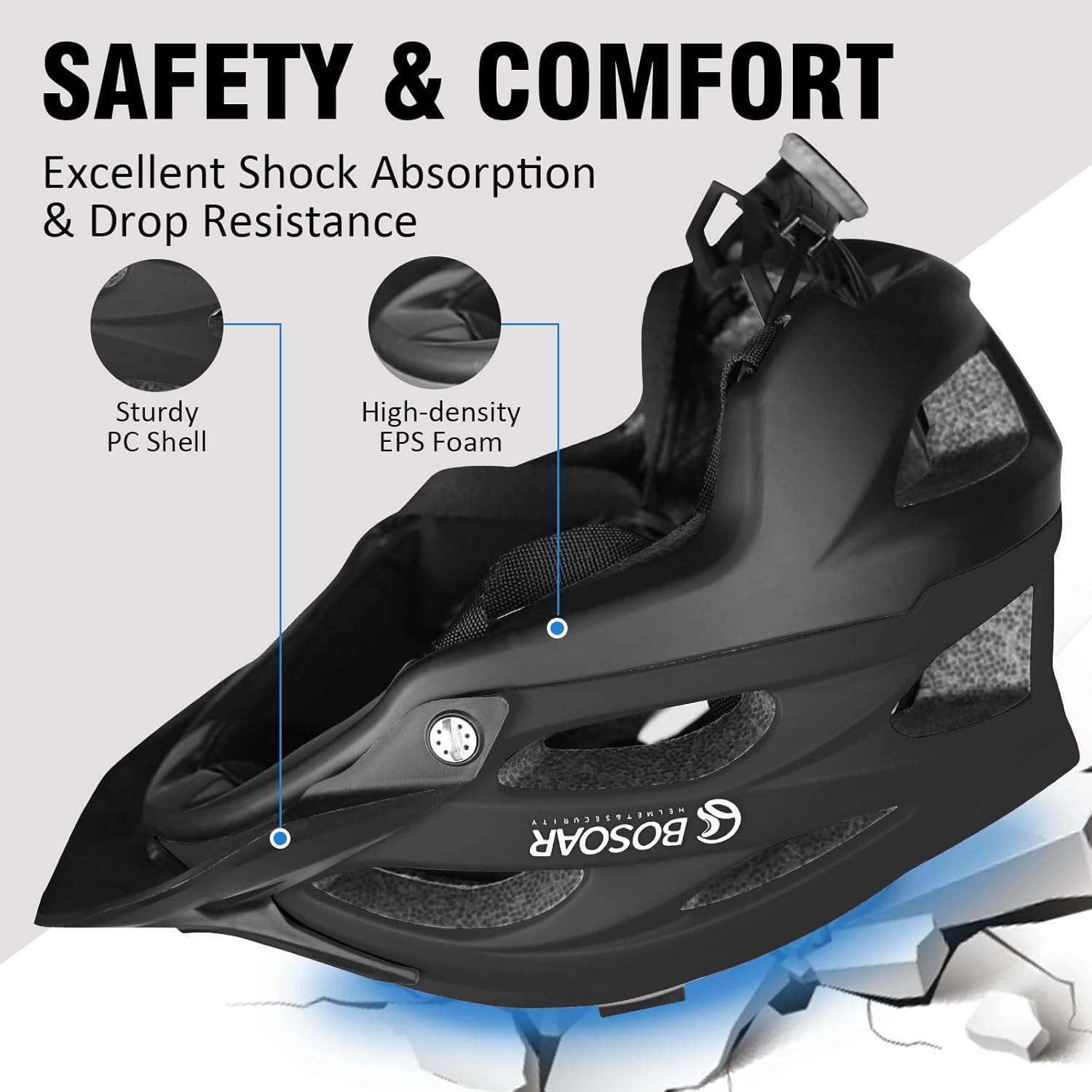 Mountain Bike Helmet,Adult Cycling Helmet with Camera Mount and Detachable Visor for Men Women Youth,Suggested Fit 55-61 Cm - Image 3