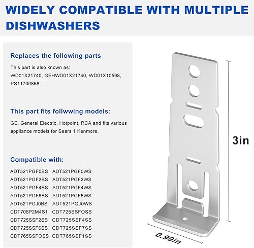Miniatura 2 de Soporte de montaje de lavavajillas GE WD01X21740 para lavavajillas Hotpoint GE GEHWD01X21740 GDT670SYV0FS WD01X2174 PS11700868 Reemplazo GE Soporte