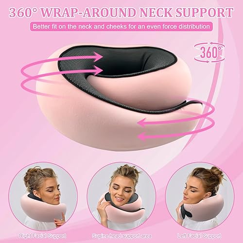 Vista 16 de Almohada de cuello avión, almohada de viaje, almohada de avión, almohada de viaje de espuma viscoelástica, almohada de cuello de viaje para aviones