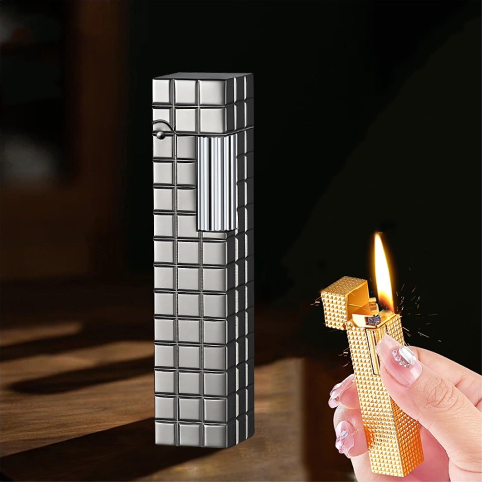 Encendedor retro de queroseno con encendido lateral, el regalo de metal perfecto