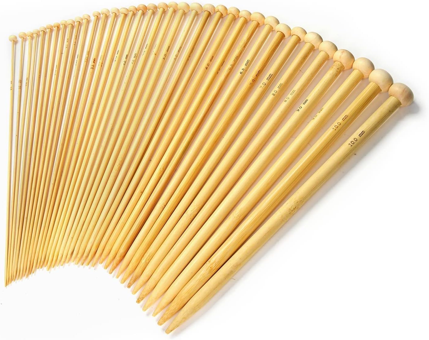 Bamboo Knitting Needles Pair, 35cm Long Single Point Knitting Needle Set 4mm - 25mm (5.5mm), Brown - Image 3