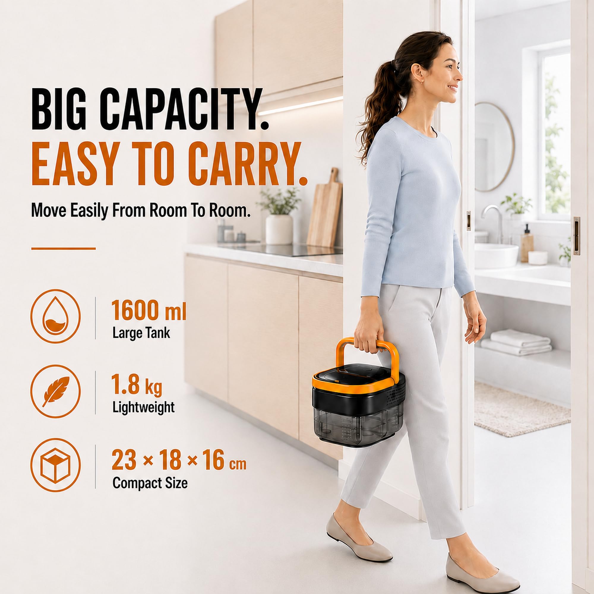 Nettoyeur Vapeur 17-EN-1 pour Maison & Voiture, 3 Niveaux Vapeur Poignée, Chauffe 10s, Réservoir de 1600 ml, Rayon 4,5m, pour Cuisine, Salle Bain, Sols, Fenêtres.