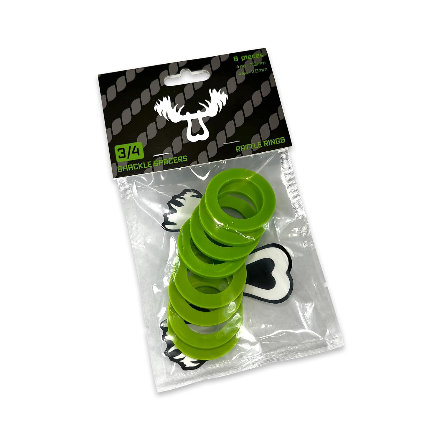 Rattle Rings Washers | Nylon Recovery 3/4" Shackle Isolators | Soft Shackle Recovery Accessories Spacers Fits 7/8" Pin - Sublime Green