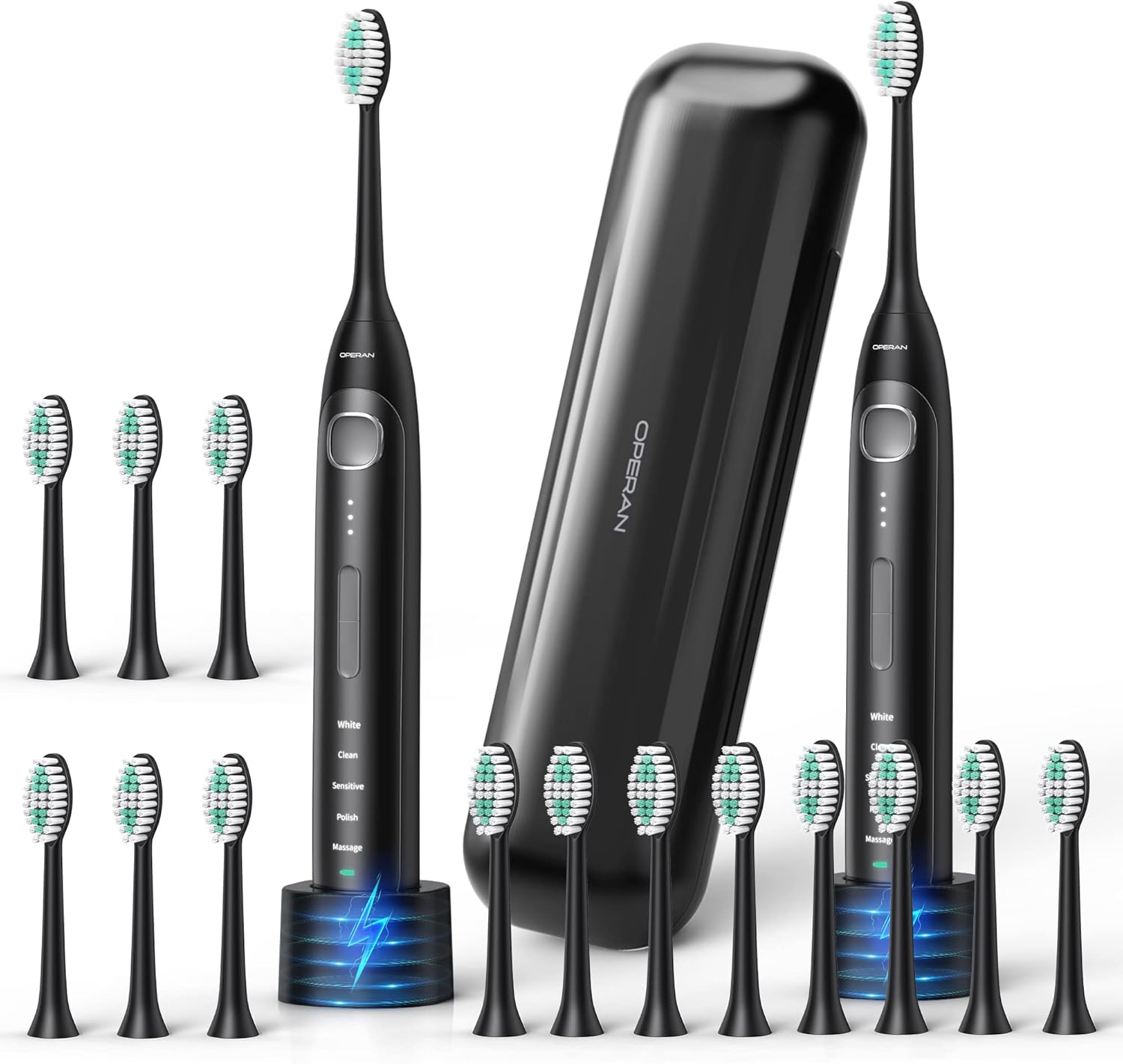 Operan Electric Toothbrush with 8 Brush Heads & Travel Case