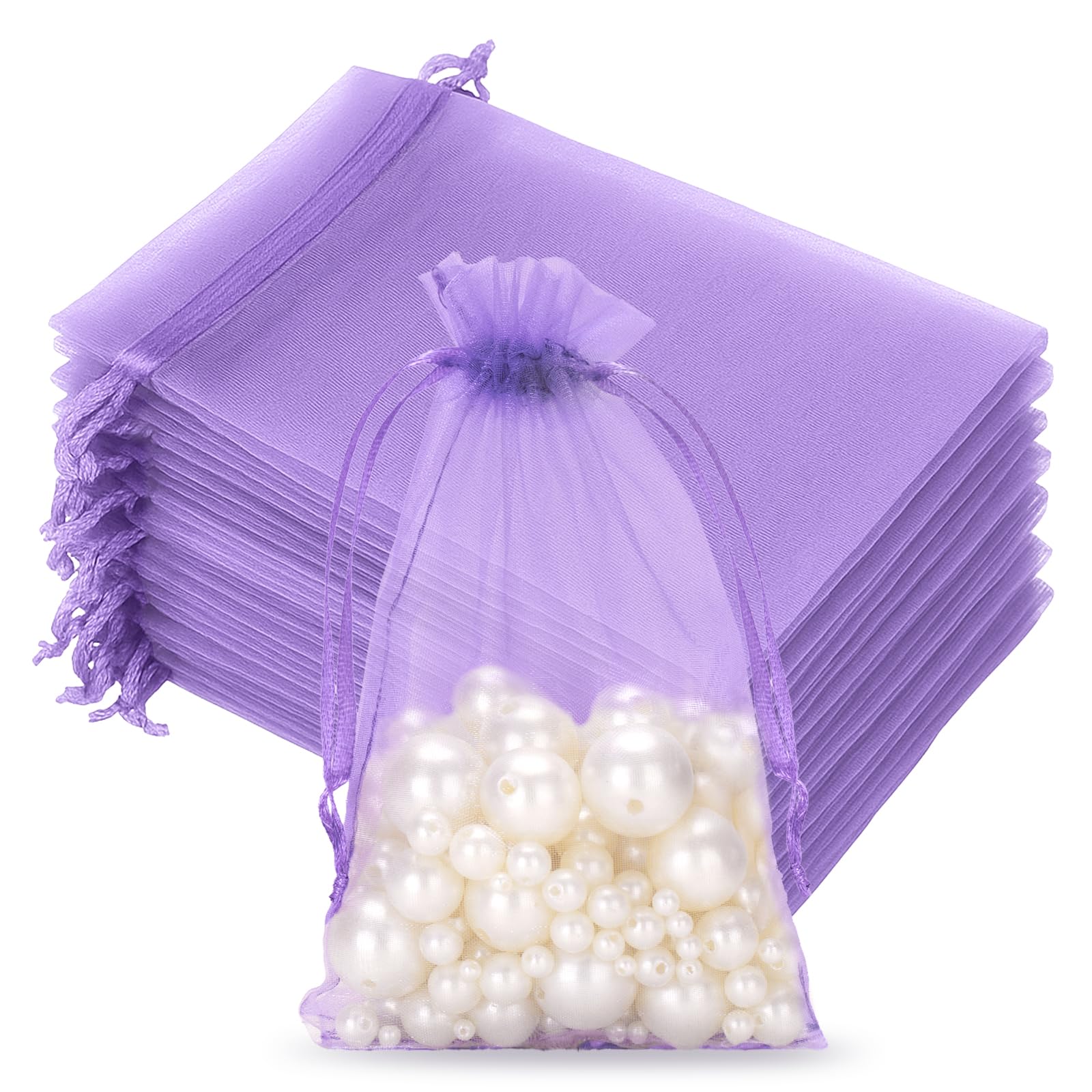 joycraft Organza Bags 4x6 inch - Light Purple Drawstring Gift Packaging Pouch with Breathable Mesh for Wedding Favors, Jewelry Display, Candy Bags | Reusable Craft Supplies, Small Business โ image 1