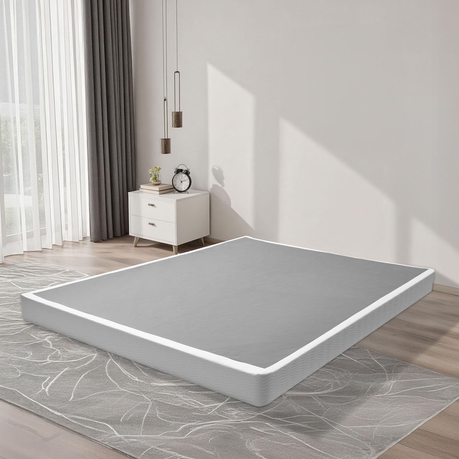 VEVOR Boxspringbettgestell (Queen-Size) mit Waschbarem Stoffbezug, Metallrahmen (2010 x 1510 x 102 mm) für Queensize-Betten, 102 mm Matratzenauflage, Max. Belastbarkeit 1587,57 kg, Matratzenfundament