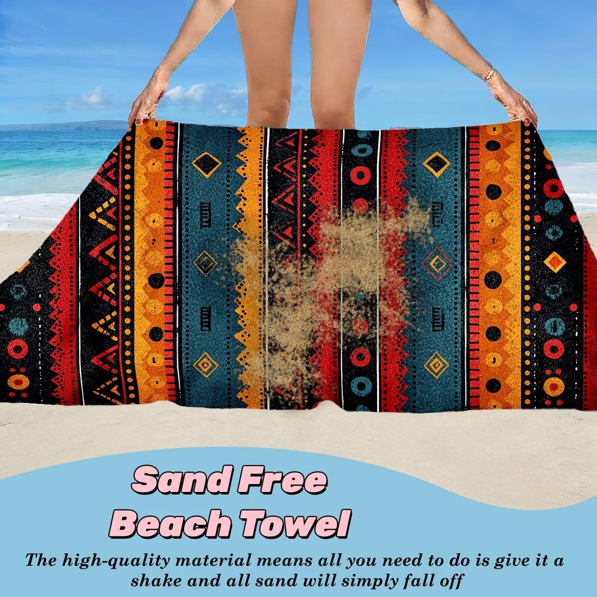 Serviette de Plage Microfibre, Lot de 2 Serviette de Bain Grande Taille 70x140 cm, Séchage Rapide Drap de Bain Rétro, Anti Sable Serviettes de Plage, Serviettes Microfibre Sport pour Travel -4514